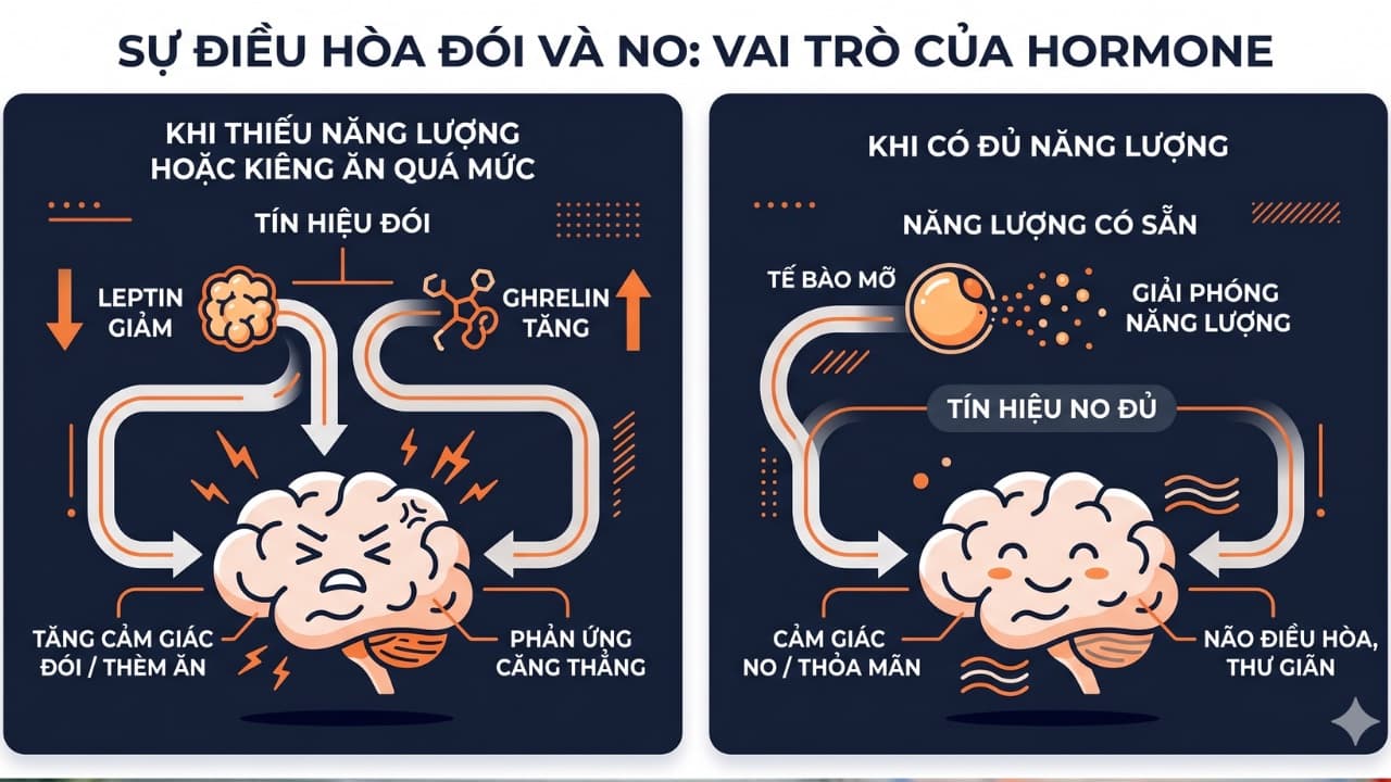 Leptin và Ghrelin: Tại sao càng nhịn ăn bạn càng thèm và cáu kỉnh? — hình minh hoạ