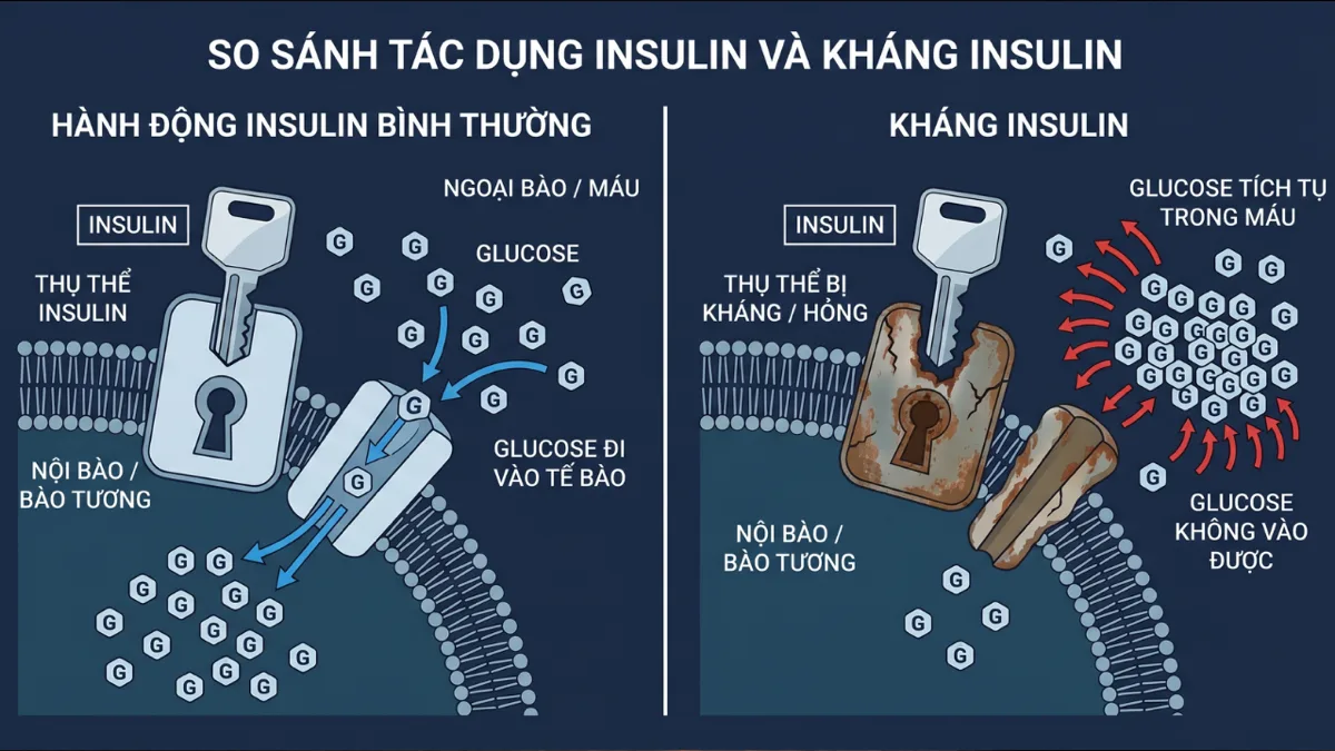 Kháng insulin là gì: Tại sao mỡ bụng khó giảm dù đã ăn ít và tập luyện — hình minh hoạ