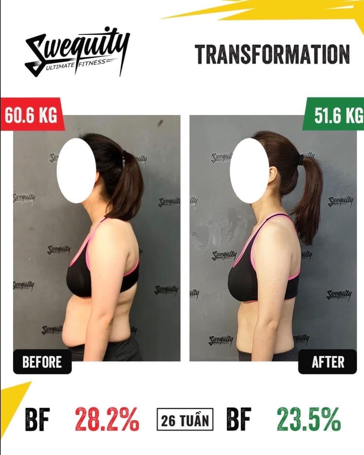 Khách Swequity Gyms — kết quả transformation